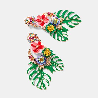 Flower And Leaf Earrings from Zara