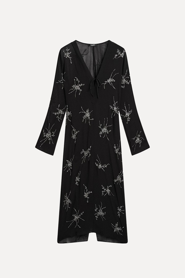 Flowing Midi Dress With Embroidery from Massimo Dutti