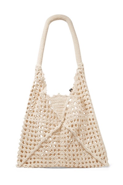 Luna Leather-Trimmed Crocheted Cotton Shoulder Bag from Nannacay