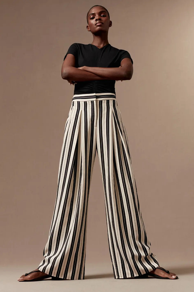 Statement Stripe Wide-Leg Trouser from Me + Em