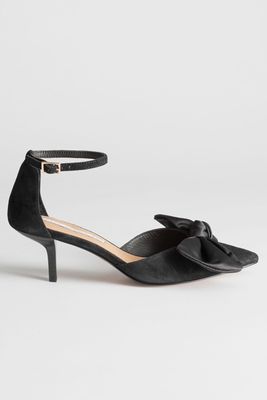 Suede Satin Bow Kitten Heels from & Other Stories