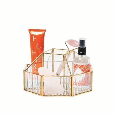 Loire Gold & Glass Carousel Beauty Storage from Oliver Bonas