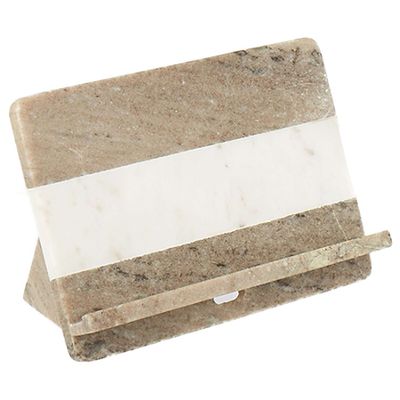 Beige And White Marble Tablet Stand from Gray & Willow