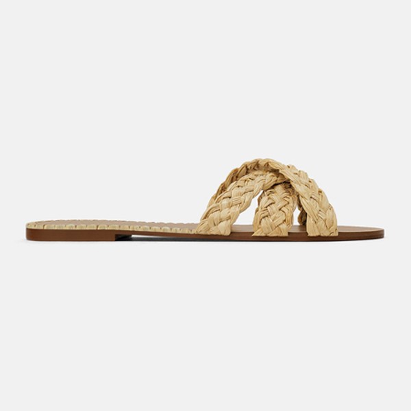 Natural Raffia Flat Sandals from Zara