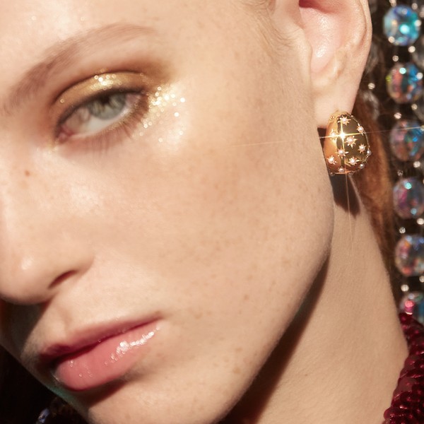 Statement Domed Pearl Starburst Hoop Earrings