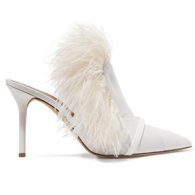 Feather-Embellished Leather Mules from Malone Souliers