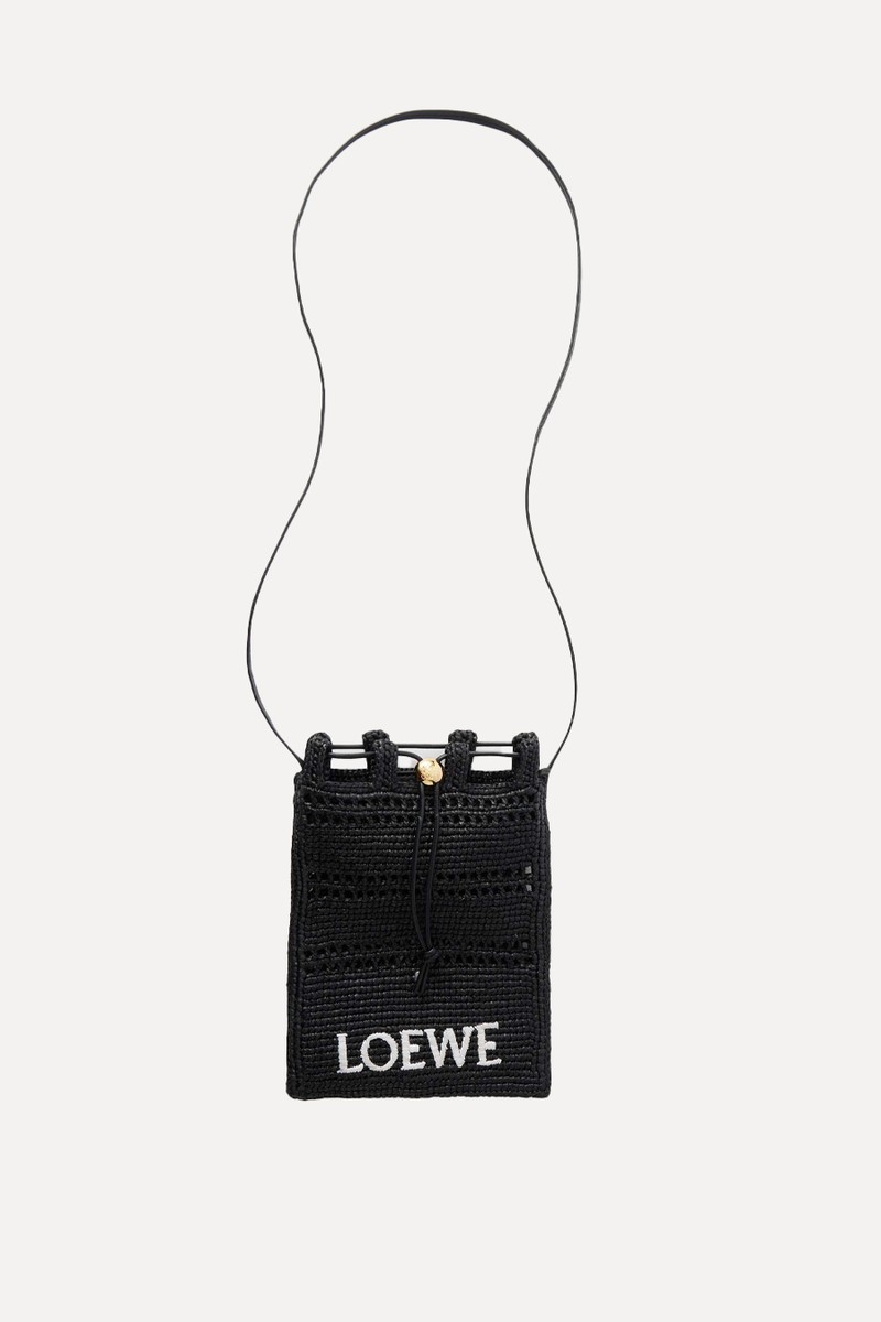 Leather-Trimmed Embroidered Raffia Shoulder Bag from LOEWE X Paula's Ibiza