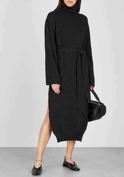 Canaan Charcoal Wool-Blend Midi Dress from Nanushka