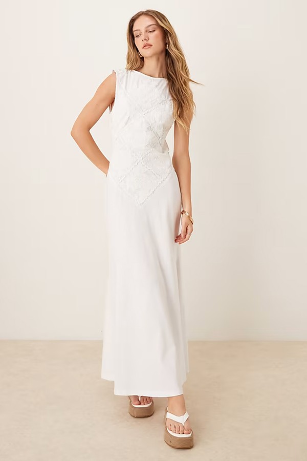 Sleeveless Crochet Patch Maxi Dress from ASOS DESIGN