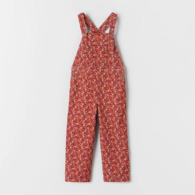 Needlecord Floral Dungarees