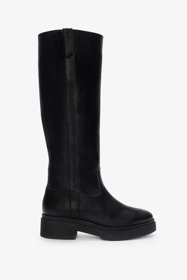Knee-High Block-Heel Leather Boots from Maje