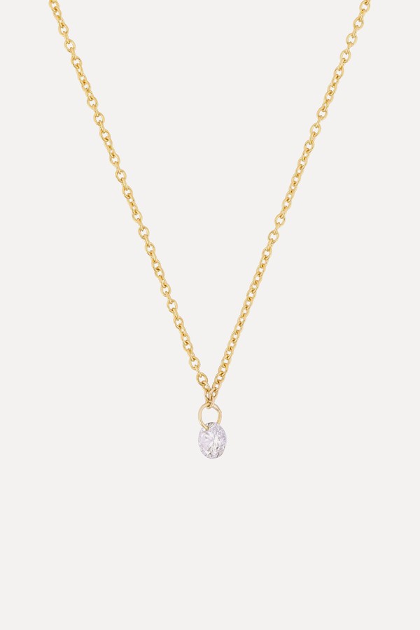 Solid Gold Celestial 4mm Drilled Diamond Necklace