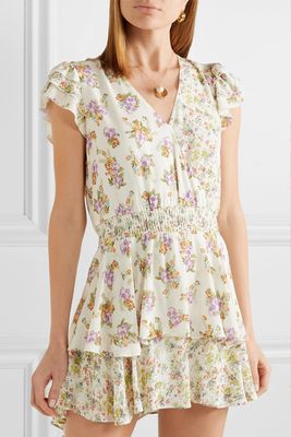 Mariska Ruffled Floral-Print Voile Playsuit from Alice+Olivia