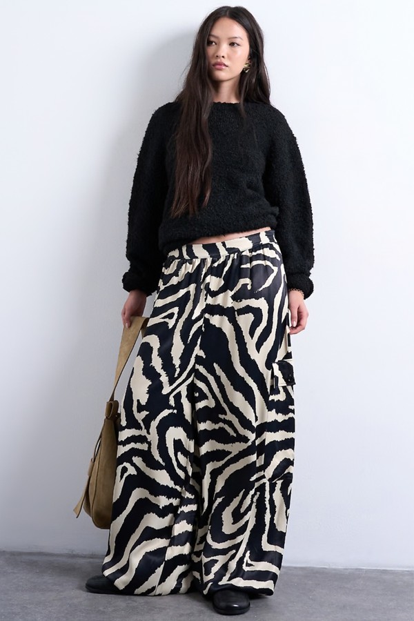 Satin Extreme Wide Leg Cargo Trousers from Topshop 