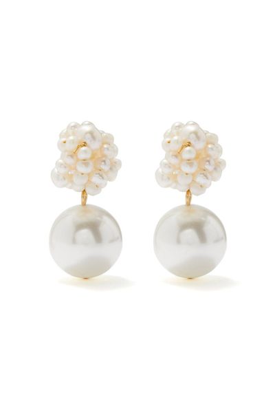 Pearl & 14kt Gold-Vermeil Drop Earrings from Completed Works