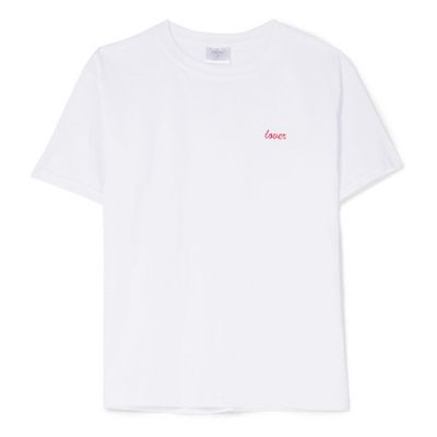 Lover Embroidered Cotton-Jersey T-Shirt from Double Trouble Gang