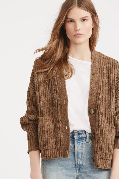 Cropped Wool-Blend Cardigan