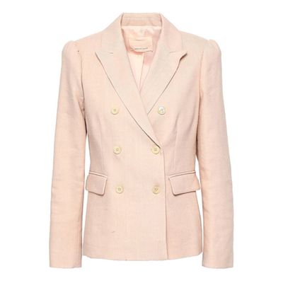 Double-Breasted Slub Linen-Blend Blazer from Rebecca Taylor