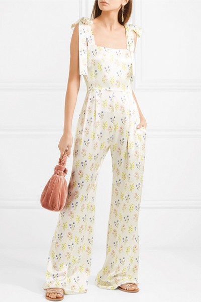 Fletcher Floral- Print Silk Satin Jumpsuit from Seren