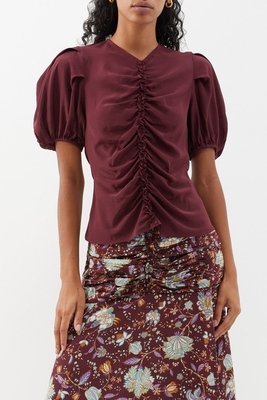 Elise Gathered Silk Crepe De Chine Top from Ulla Johnson