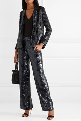 Sequined Satin Wide-Leg Pants from Alice & Olivia