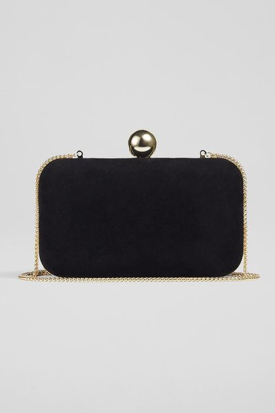 Iside Black Suede Box Clutch from LK Bennett