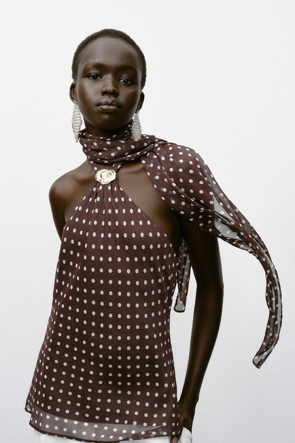 Halter Top With Hardware & Polka Dots from Zara