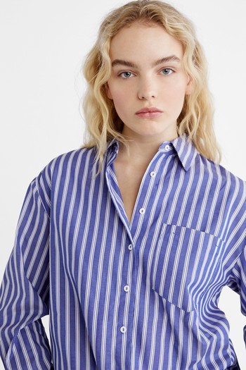 Oversized Poplin Striped Shirt from Stradivarius