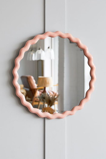 Round Pink Wavy Mirror from Rose & Grey