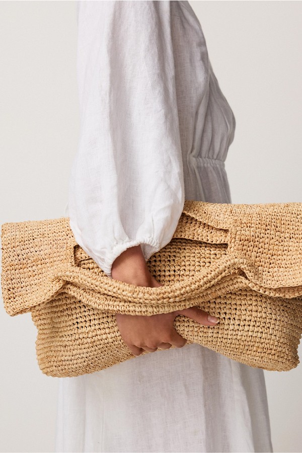 Raffia Foldover Large Bag from The White Company