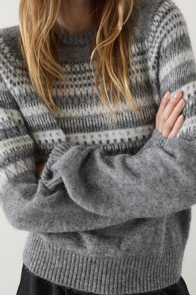 Knit Jacquard Sweater With Design from Massimo Dutti