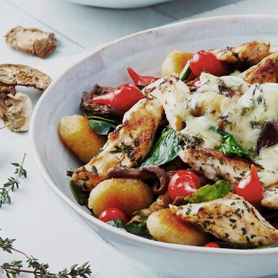 Pan-Fried Gnocchi With Chicken, Porcini & Blue Cheese