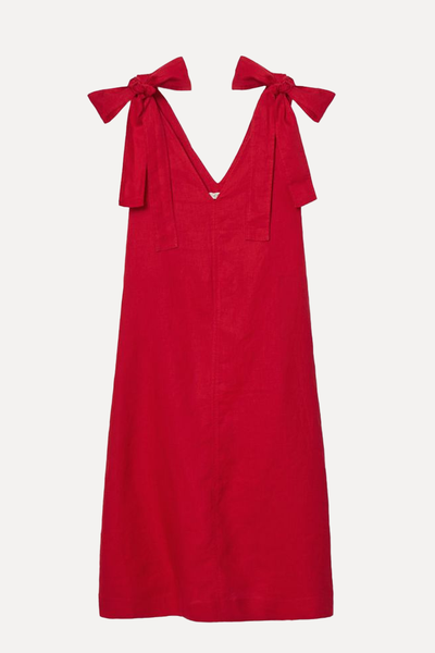 Bow-Detail Linen Midi Dress from COS