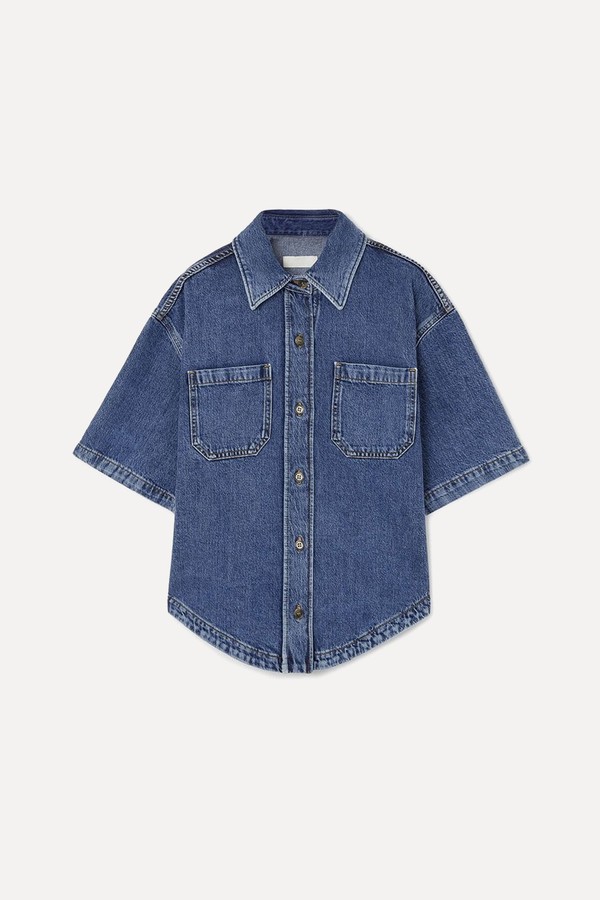 Curved-Hem Short-Sleeved Denim Shirt from COS