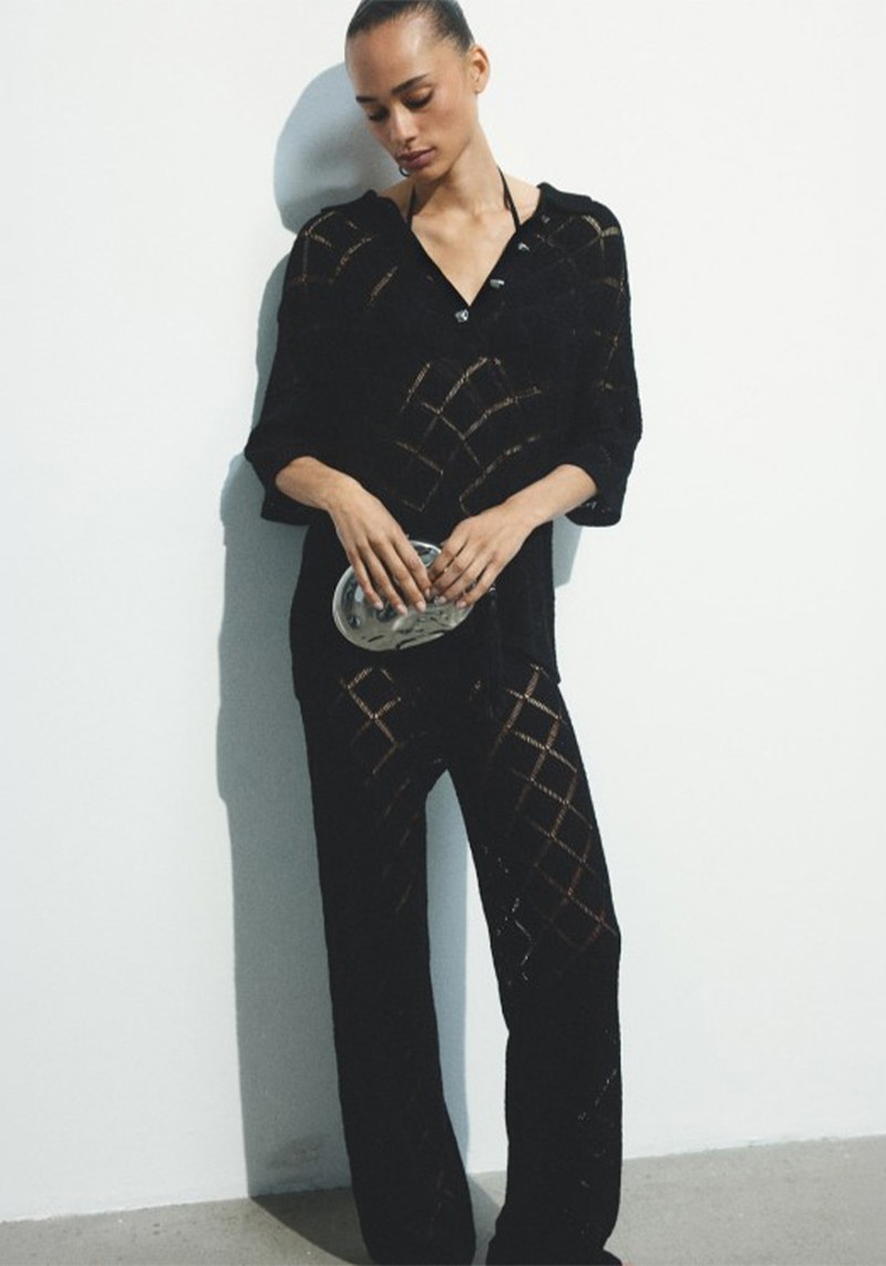 Crochet-Look Trousers