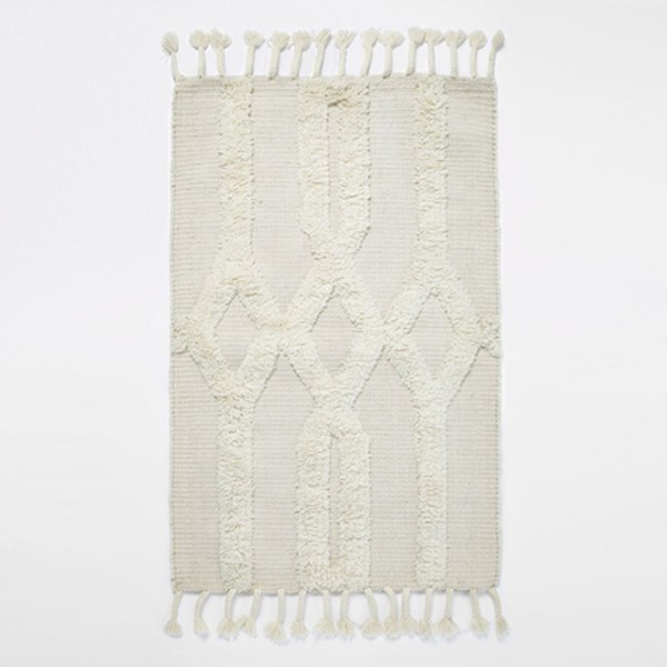 Cream Tufted Geometric Rug