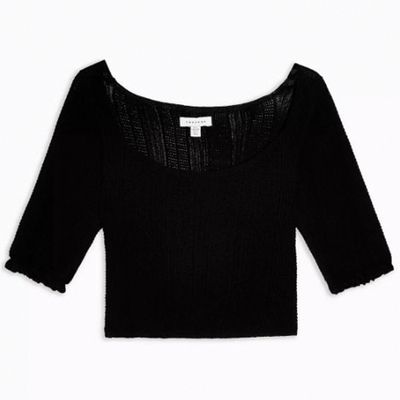 Black Frill Knitted Top