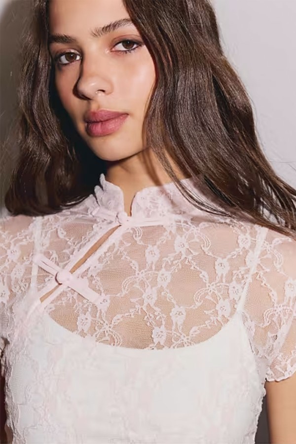 Short Sleeve Qipao Style T-Shirt from Stradivarius 