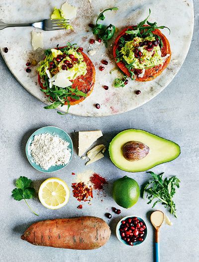 Sweet Potato Burgers With Smashed Avocado