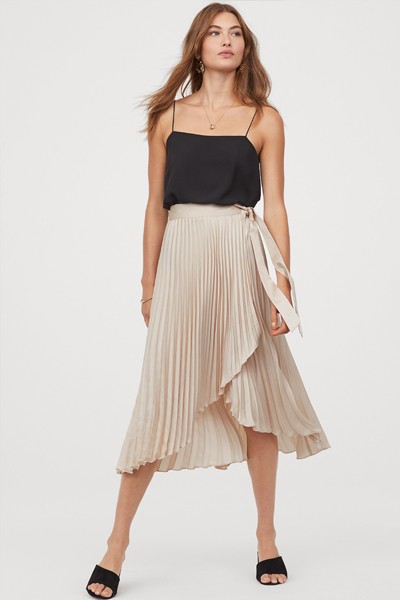 Pleated Wrapover Skirt