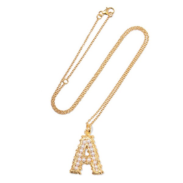 Alphabet Gold-Plated Pearl Necklace from Pacharee