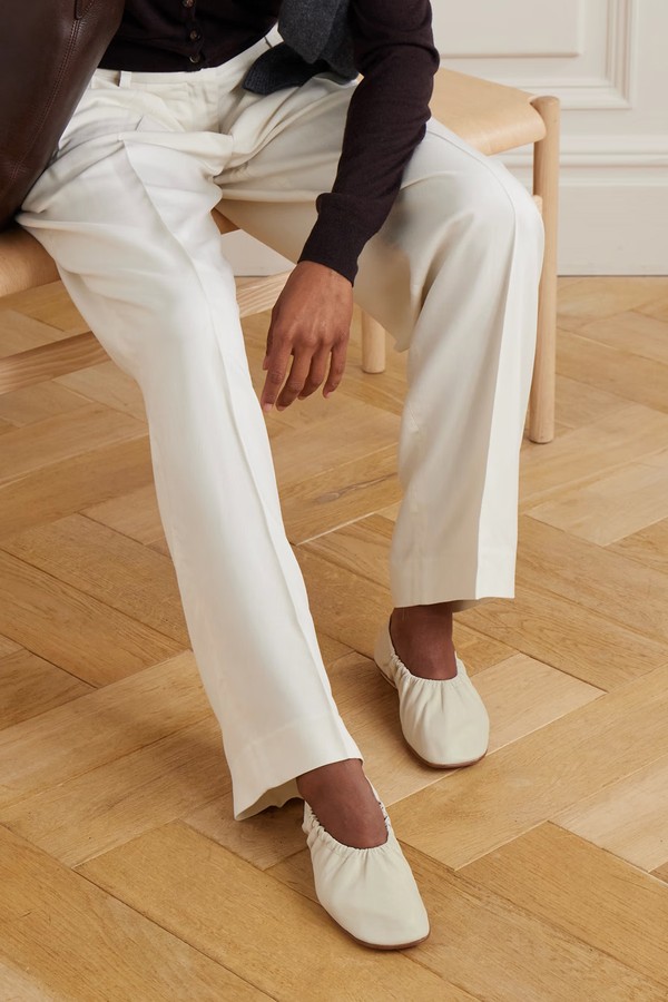 Mica Gathered Leather Ballet Flats from Le Monde Béryl