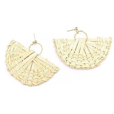 Rattan Woven Half Moon Earrings  from Sun & Day