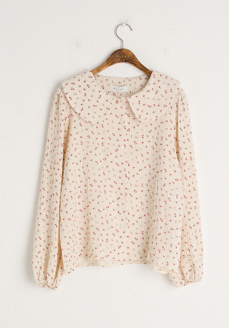 Brushed Cotton Blossom Blouse from Olive Clothing