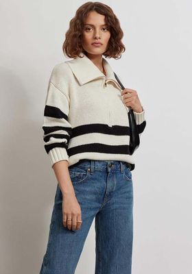 Jen Quarter Zip Cotton Breton Sweater from Kitri