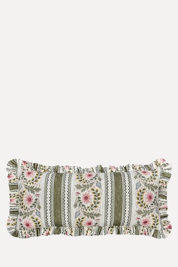 Floral Border Stripe Cushion from Salvesen Graham