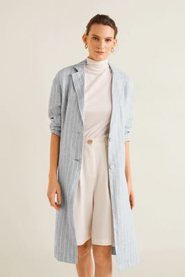 Striped Linen-Blend Jacket