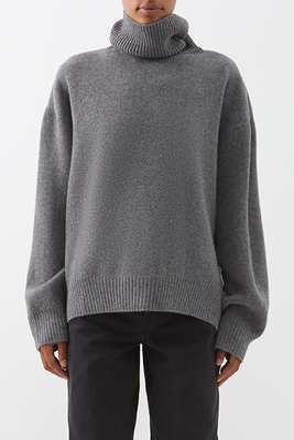Cropped Displaced-Sleeve Roll-Neck Wool Sweater from Raey