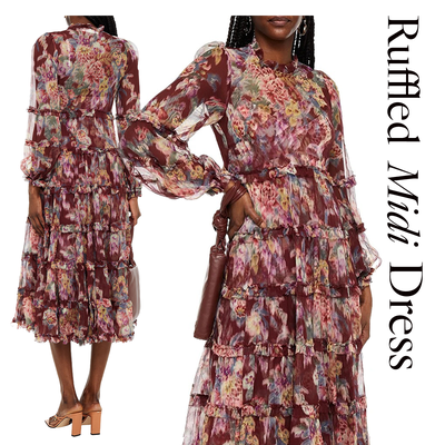 Ruffled Printed Silk-Georgette Midi Dress, £690 | Zimmermann