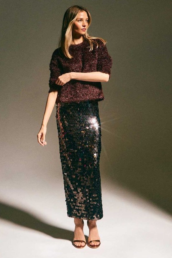 Sequin Midi Skirt